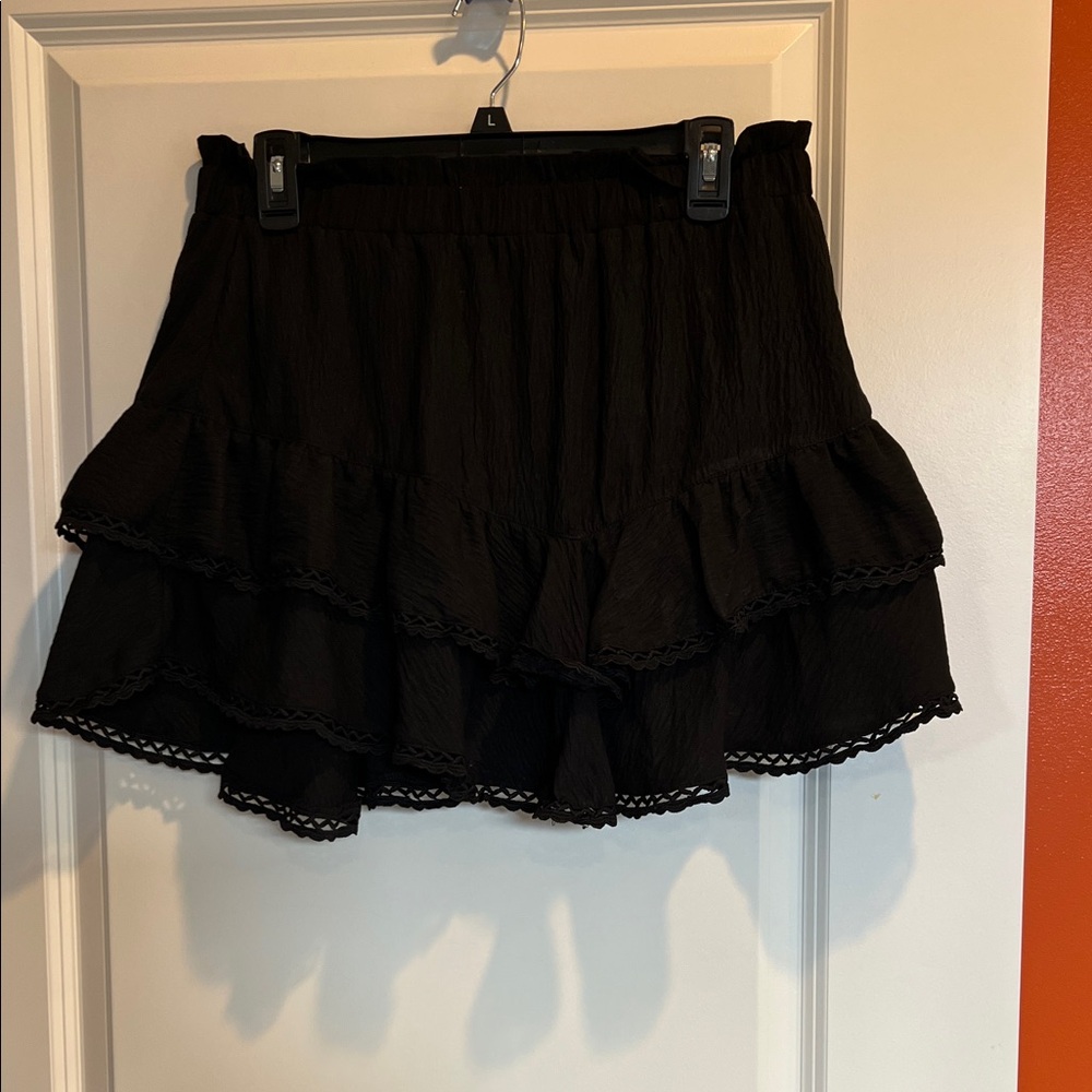 Black Ruffled Mini Skort